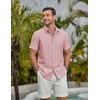 image:imageCOOFANDY Mens Casual Button Down Shirts Short Sleeve Summer Beach Textured ShirtsPink