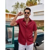 image:imageCOOFANDY Mens Casual Button Down Shirts Short Sleeve Summer Beach Textured ShirtsWine Red