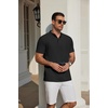 image:imageCOOFANDY Mens Casual Henley Shirt Short Sleeve Cotton Pique Band Collar Shirt Summer Button Basic Tee ShirtsBlack