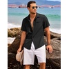 image:imageCOOFANDY Mens Casual Linen Shirt Short Sleeve Button Down Shirt Summer Beach Hawaiian ShirtsBlack