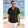 image:imageCOOFANDY Mens Casual Linen Shirt Short Sleeve Button Down Shirt Summer Beach Hawaiian ShirtsBlack