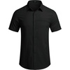 image:imageCOOFANDY Mens Casual Linen Shirt Short Sleeve Button Down Shirt Summer Beach Hawaiian ShirtsBlack
