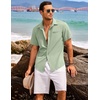 image:imageCOOFANDY Mens Casual Linen Shirt Short Sleeve Button Down Shirt Summer Beach Hawaiian ShirtsGreen