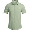 image:imageCOOFANDY Mens Casual Linen Shirt Short Sleeve Button Down Shirt Summer Beach Hawaiian ShirtsGreen