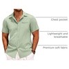 image:imageCOOFANDY Mens Casual Linen Shirt Short Sleeve Button Down Shirt Summer Beach Hawaiian ShirtsGreen