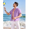 image:imageCOOFANDY Mens Casual Linen Shirt Short Sleeve Button Down Shirt Summer Beach Hawaiian ShirtsLight Purple