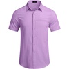 image:imageCOOFANDY Mens Casual Linen Shirt Short Sleeve Button Down Shirt Summer Beach Hawaiian ShirtsLight Purple