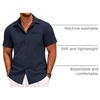image:imageCOOFANDY Mens Casual Linen Shirt Short Sleeve Button Down Shirt Summer Beach Hawaiian ShirtsNavy Blue