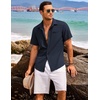 image:imageCOOFANDY Mens Casual Linen Shirt Short Sleeve Button Down Shirt Summer Beach Hawaiian ShirtsNavy Blue
