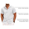 image:imageCOOFANDY Mens Casual Linen Shirt Short Sleeve Button Down Shirt Summer Beach Hawaiian ShirtsWhite