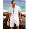 image:imageCOOFANDY Mens Casual Linen Shirt Short Sleeve Button Down Shirt Summer Beach Hawaiian ShirtsWhite
