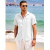 image:imageCOOFANDY Mens Casual Linen Shirt Short Sleeve Button Down Shirt Summer Beach Hawaiian ShirtsWhite