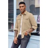image:imageCOOFANDY Mens Corduroy Button Down Shirts Jackets Casual Long Sleeve Shacket Lightweight Overshirts with Flap PocketsBeige