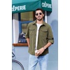 image:imageCOOFANDY Mens Corduroy Button Down Shirts Jackets Casual Long Sleeve Shacket Lightweight Overshirts with Flap PocketsDark Green