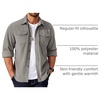 image:imageCOOFANDY Mens Corduroy Button Down Shirts Jackets Casual Long Sleeve Shacket Lightweight Overshirts with Flap PocketsLight Gray