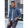 image:imageCOOFANDY Mens Corduroy Button Down Shirts Jackets Casual Long Sleeve Shacket Lightweight Overshirts with Flap PocketsNavy Blue