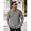 image:imageCOOFANDY Mens Cotton Oxford Shirt Long Sleeve Dress Shirt Button Down Work Casual Shirts with PocketArmy Green