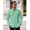 image:imageCOOFANDY Mens Cotton Oxford Shirt Long Sleeve Dress Shirt Button Down Work Casual Shirts with PocketIce Green