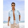 image:imageCOOFANDY Mens Cuban Guayabera Shirt Short Sleeve Linen Button Down Shirts Casual Summer Beach TopsBaby Blue