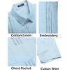 image:imageCOOFANDY Mens Cuban Guayabera Shirt Short Sleeve Linen Button Down Shirts Casual Summer Beach TopsBaby Blue