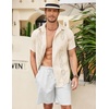 image:imageCOOFANDY Mens Cuban Guayabera Shirt Short Sleeve Linen Button Down Shirts Casual Summer Beach TopsBeige