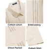 image:imageCOOFANDY Mens Cuban Guayabera Shirt Short Sleeve Linen Button Down Shirts Casual Summer Beach TopsBeige