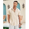 image:imageCOOFANDY Mens Cuban Guayabera Shirt Short Sleeve Linen Button Down Shirts Casual Summer Beach TopsBeige