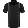 image:imageCOOFANDY Mens Cuban Guayabera Shirt Short Sleeve Linen Button Down Shirts Casual Summer Beach TopsBlack