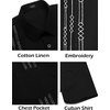 image:imageCOOFANDY Mens Cuban Guayabera Shirt Short Sleeve Linen Button Down Shirts Casual Summer Beach TopsBlack
