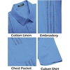 image:imageCOOFANDY Mens Cuban Guayabera Shirt Short Sleeve Linen Button Down Shirts Casual Summer Beach TopsBlue