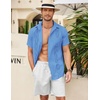 image:imageCOOFANDY Mens Cuban Guayabera Shirt Short Sleeve Linen Button Down Shirts Casual Summer Beach TopsBlue