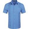 image:imageCOOFANDY Mens Cuban Guayabera Shirt Short Sleeve Linen Button Down Shirts Casual Summer Beach TopsBlue