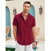 image:imageCOOFANDY Mens Cuban Guayabera Shirt Short Sleeve Linen Button Down Shirts Casual Summer Beach TopsBurgundy