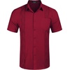 image:imageCOOFANDY Mens Cuban Guayabera Shirt Short Sleeve Linen Button Down Shirts Casual Summer Beach TopsBurgundy