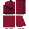 image:imageCOOFANDY Mens Cuban Guayabera Shirt Short Sleeve Linen Button Down Shirts Casual Summer Beach TopsBurgundy