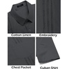image:imageCOOFANDY Mens Cuban Guayabera Shirt Short Sleeve Linen Button Down Shirts Casual Summer Beach TopsDark Grey