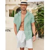 image:imageCOOFANDY Mens Cuban Guayabera Shirt Short Sleeve Linen Button Down Shirts Casual Summer Beach TopsIce Green