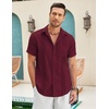 image:imageCOOFANDY Mens Cuban Guayabera Shirt Short Sleeve Linen Button Down Shirts Casual Summer Beach TopsMaroon