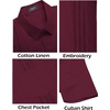 image:imageCOOFANDY Mens Cuban Guayabera Shirt Short Sleeve Linen Button Down Shirts Casual Summer Beach TopsMaroon