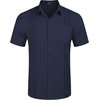 image:imageCOOFANDY Mens Cuban Guayabera Shirt Short Sleeve Linen Button Down Shirts Casual Summer Beach TopsNavy Blue