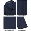 image:imageCOOFANDY Mens Cuban Guayabera Shirt Short Sleeve Linen Button Down Shirts Casual Summer Beach TopsNavy Blue