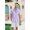 image:imageCOOFANDY Mens Cuban Guayabera Shirt Short Sleeve Linen Button Down Shirts Casual Summer Beach TopsPurple