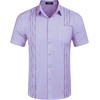 image:imageCOOFANDY Mens Cuban Guayabera Shirt Short Sleeve Linen Button Down Shirts Casual Summer Beach TopsPurple