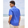 image:imageCOOFANDY Mens Cuban Guayabera Shirt Short Sleeve Linen Button Down Shirts Casual Summer Beach TopsRoyal Blue