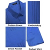 image:imageCOOFANDY Mens Cuban Guayabera Shirt Short Sleeve Linen Button Down Shirts Casual Summer Beach TopsRoyal Blue