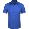 image:imageCOOFANDY Mens Cuban Guayabera Shirt Short Sleeve Linen Button Down Shirts Casual Summer Beach TopsRoyal Blue