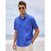 image:imageCOOFANDY Mens Cuban Guayabera Shirt Short Sleeve Linen Button Down Shirts Casual Summer Beach TopsRoyal Blue