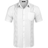 image:imageCOOFANDY Mens Cuban Guayabera Shirt Short Sleeve Linen Button Down Shirts Casual Summer Beach TopsWhite