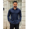 image:imageCOOFANDY Mens Dress Shirts Long Sleeve Button Down Shirts Regular Fit Business Casual ShirtsNavy Blue