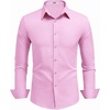 image:imageCOOFANDY Mens Dress Shirts Long Sleeve Button Down Shirts Regular Fit Business Casual ShirtsPink